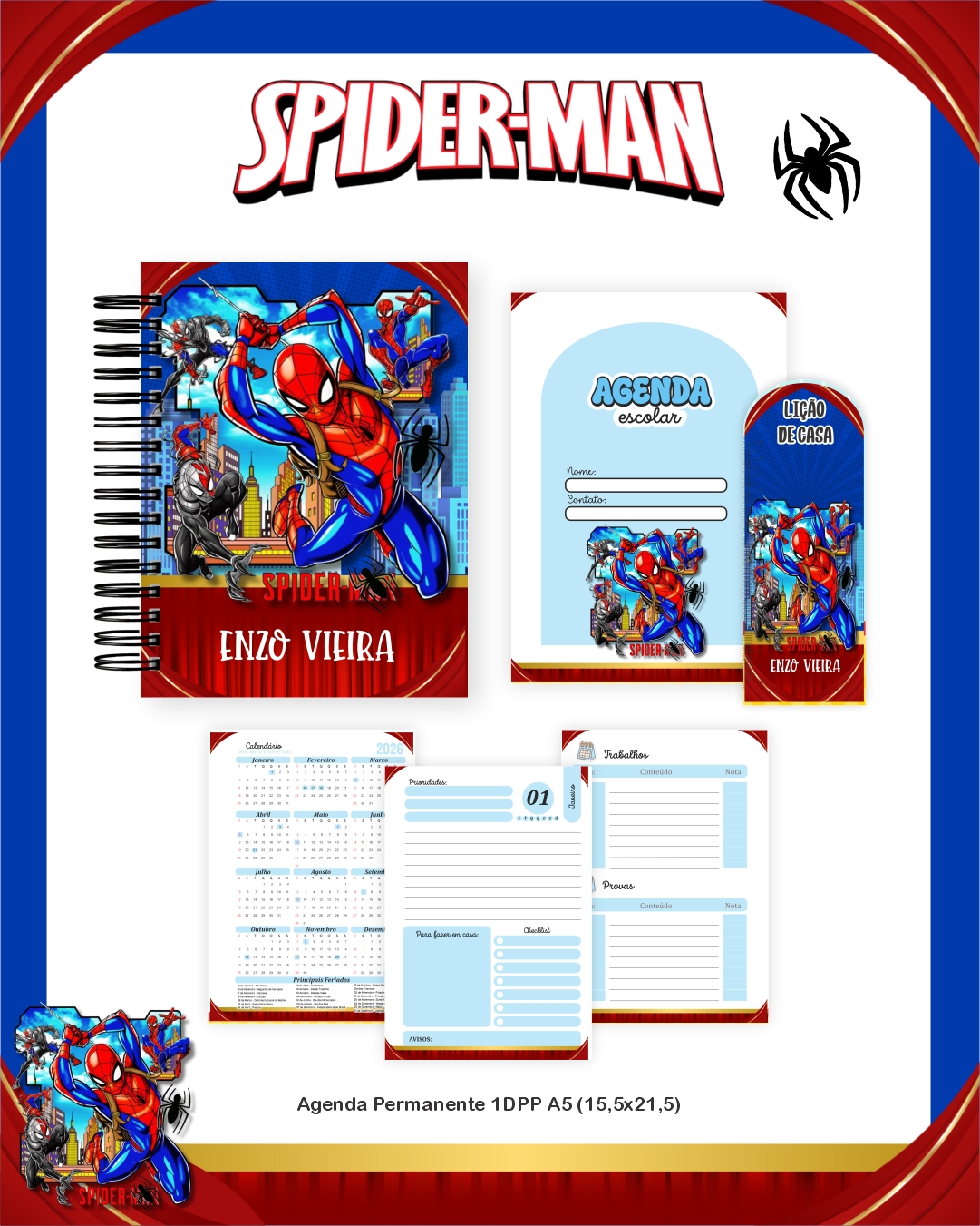 Arquivo Encadernação Escolar 2026 Homem Aranha 4