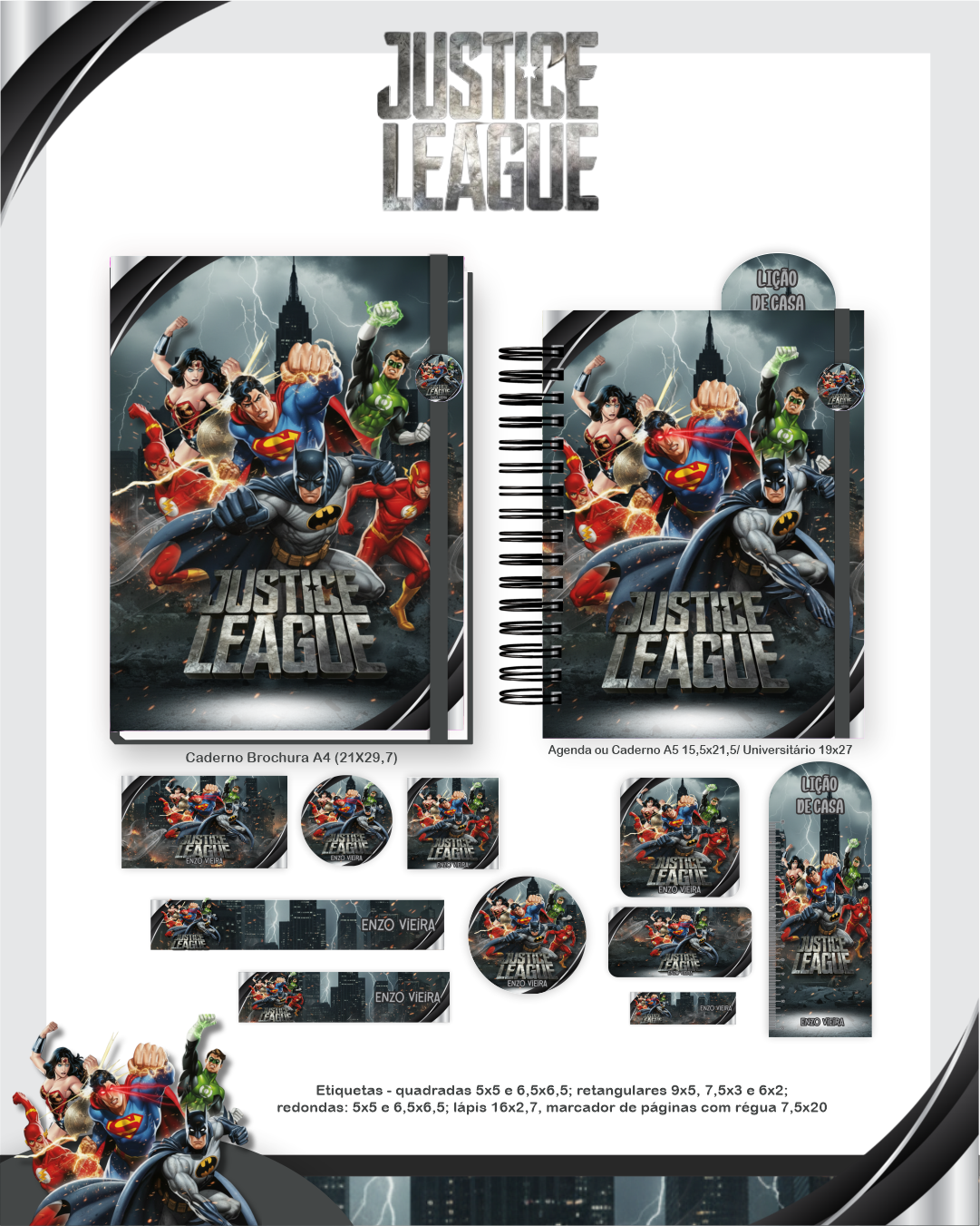 Arquivo Encadernação Escolar 2026 Liga da Justiça 5