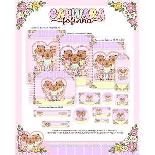 Arquivo Encadernação Escolar 2026 Capivaras Fofinhas