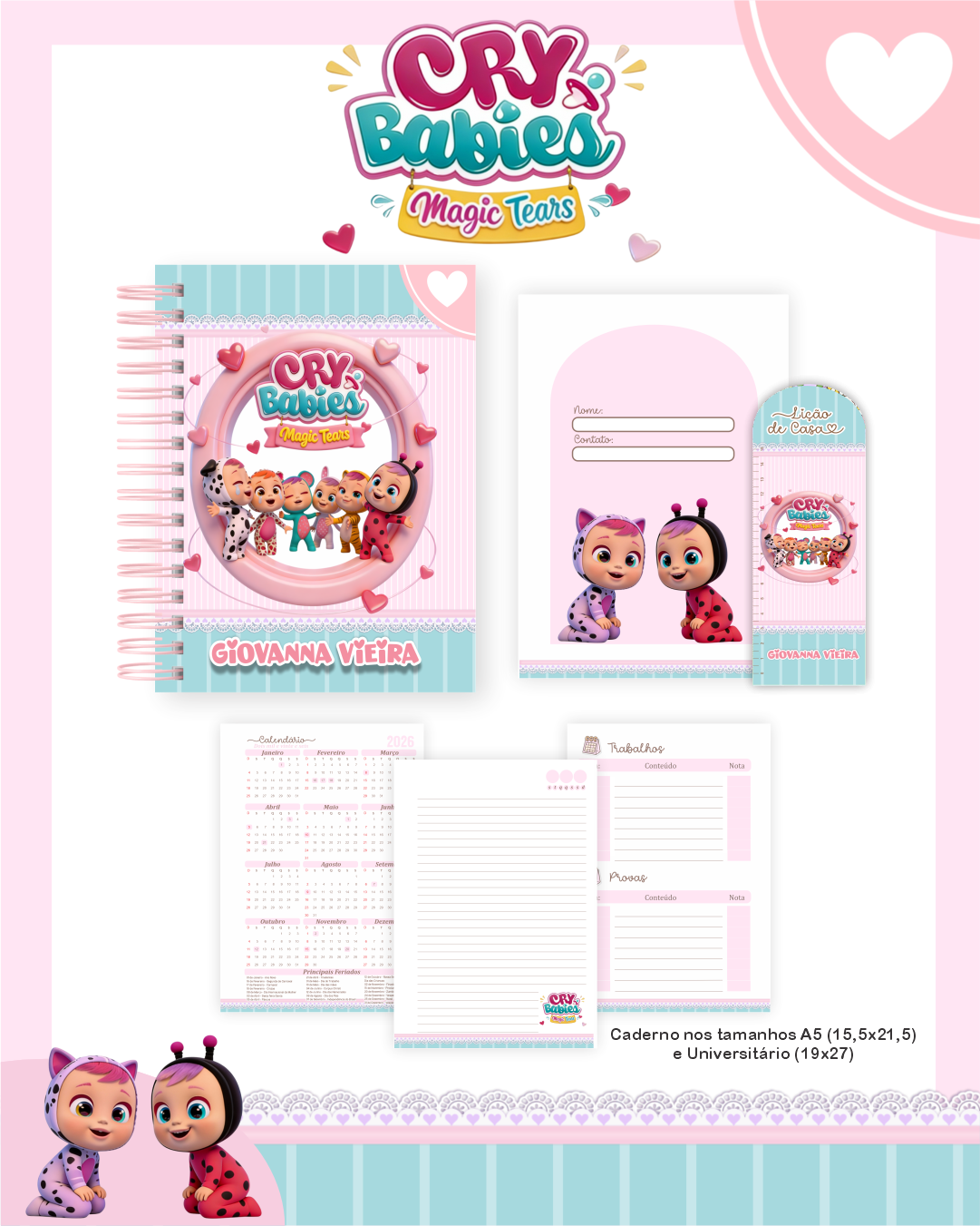 Arquivo Encadernação Escolar 2026 Cry Babies 3