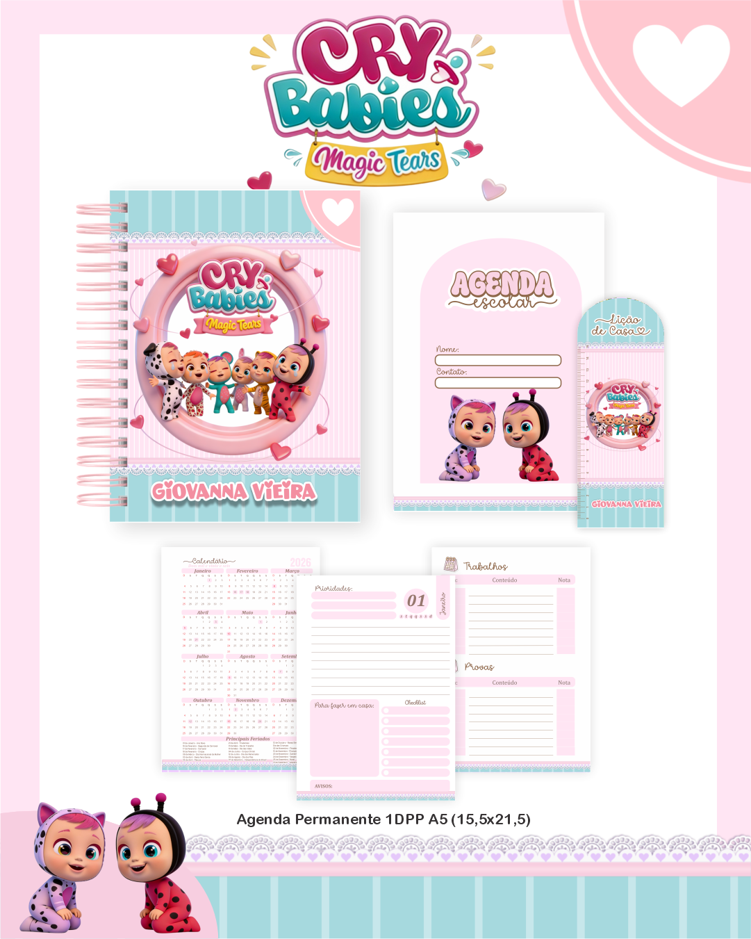 Arquivo Encadernação Escolar 2026 Cry Babies 5