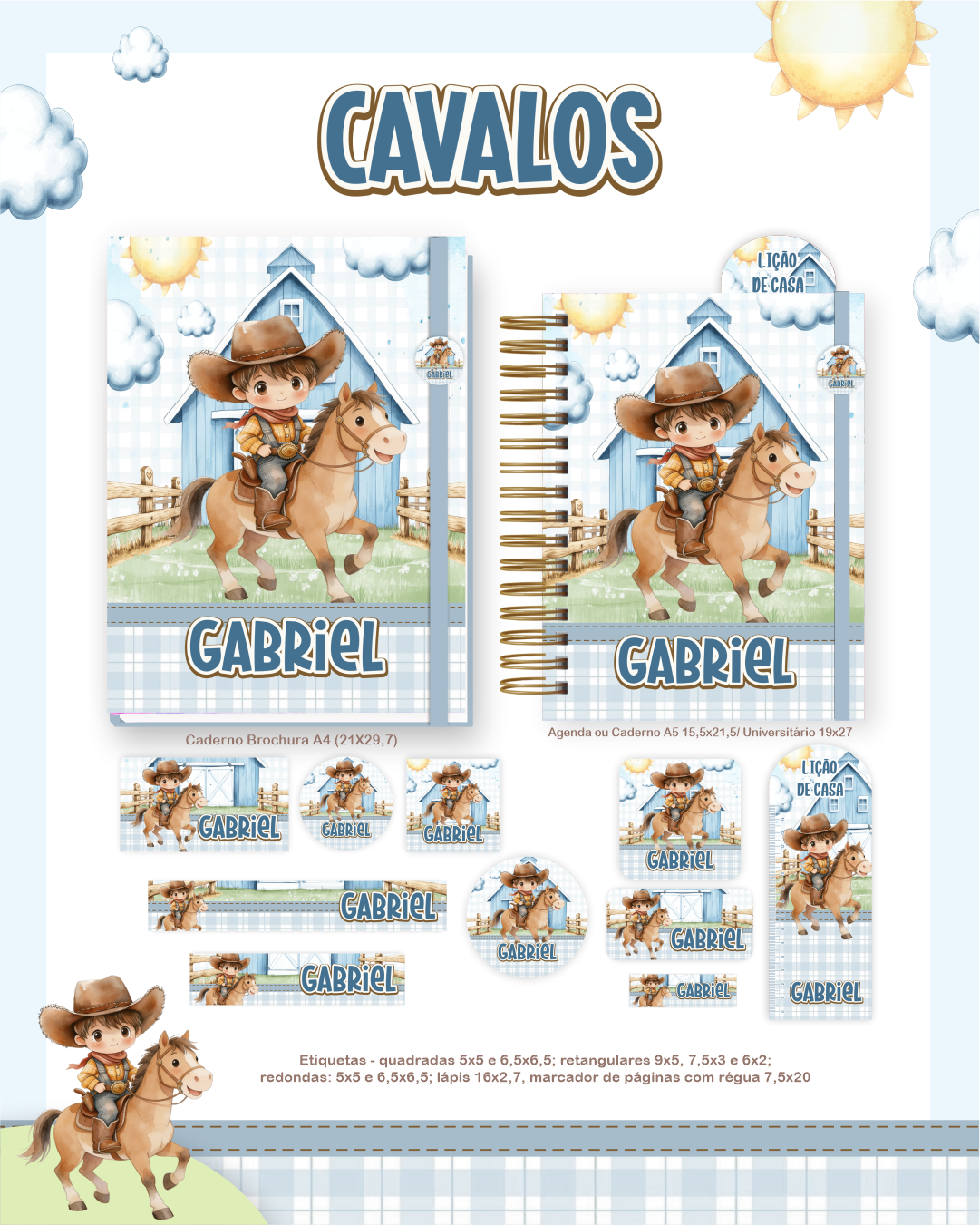 Arquivo Encadernação Escolar 2026 Cavalos 5