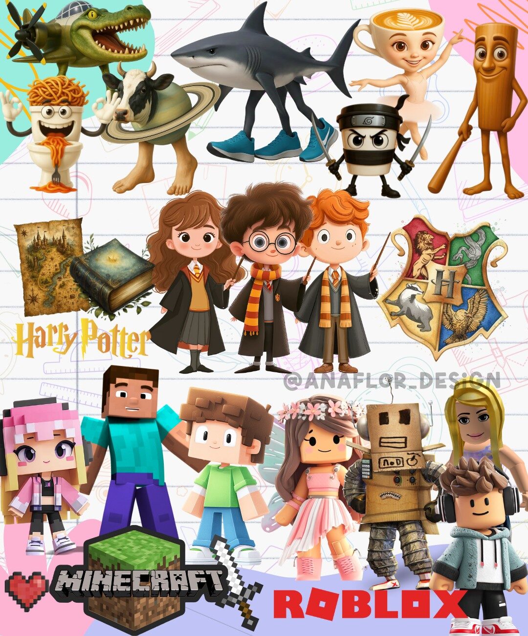 Kit Digital para Etiquetas Escolares  60 TEMAS 5