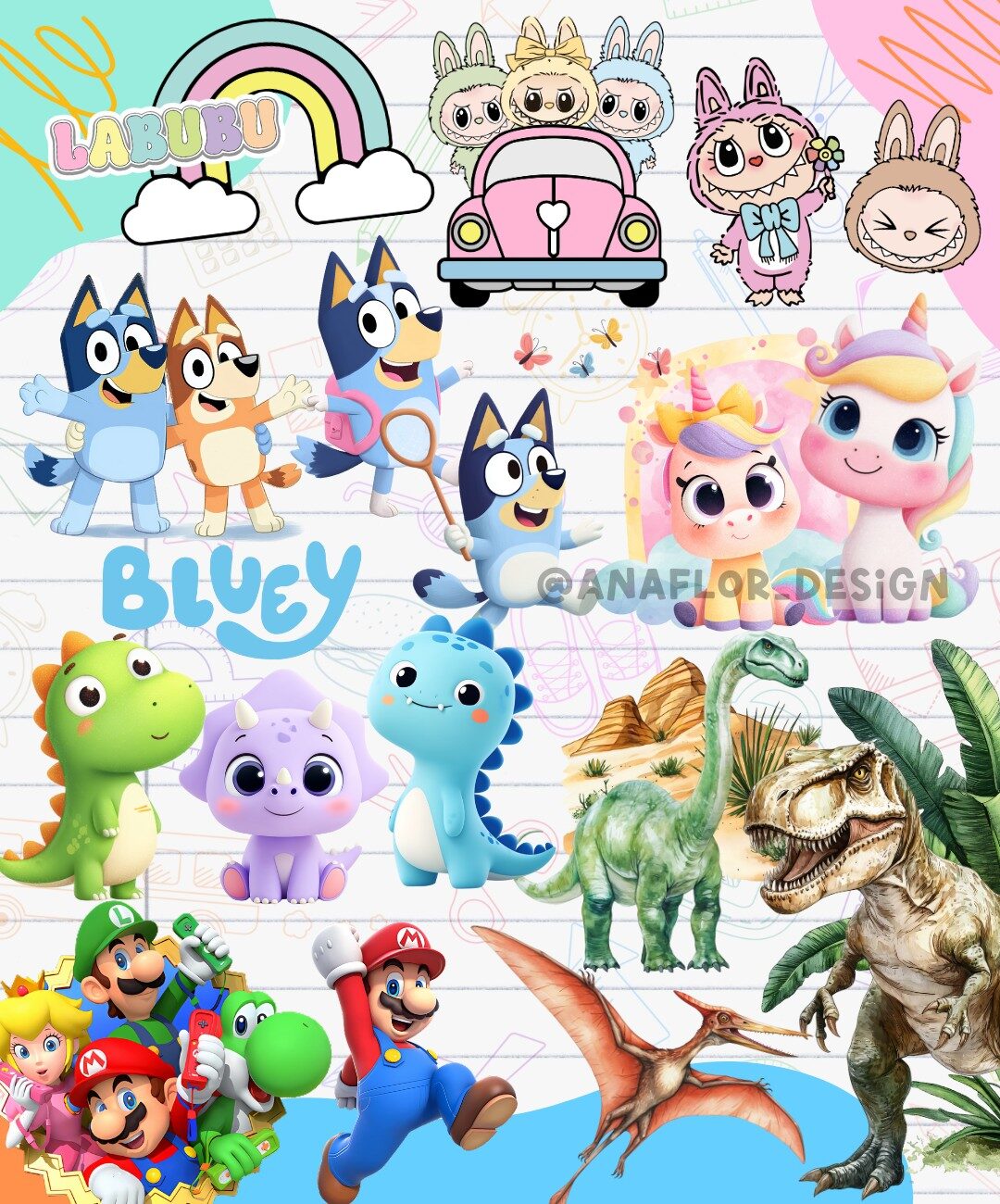 Kit Digital para Etiquetas Escolares  60 TEMAS 10