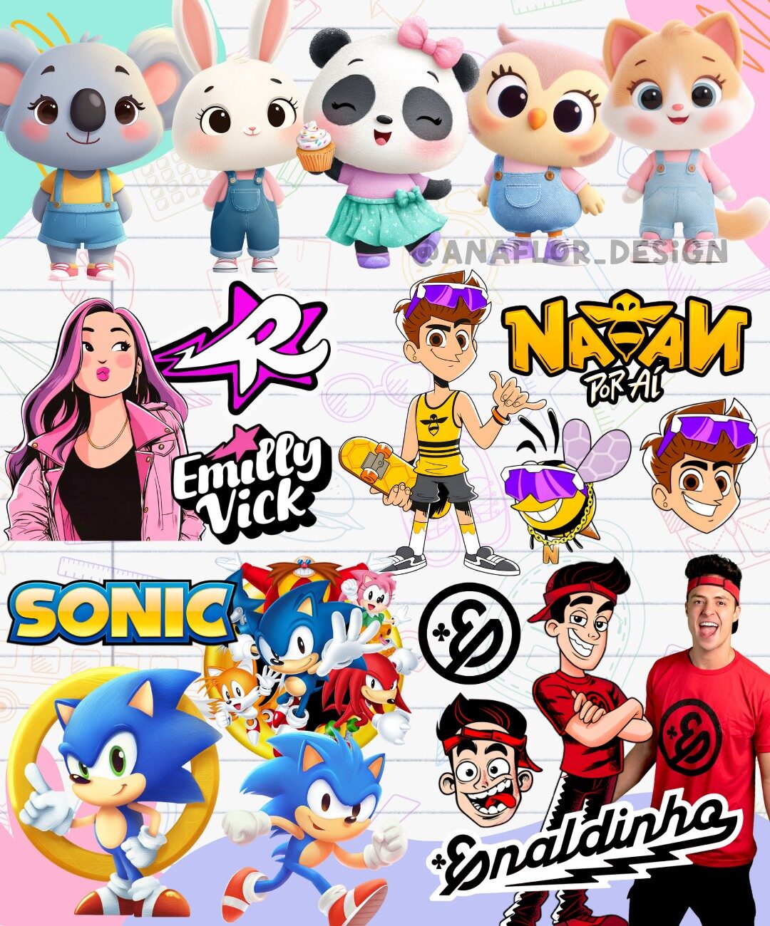 Kit Digital para Etiquetas Escolares  60 TEMAS 12