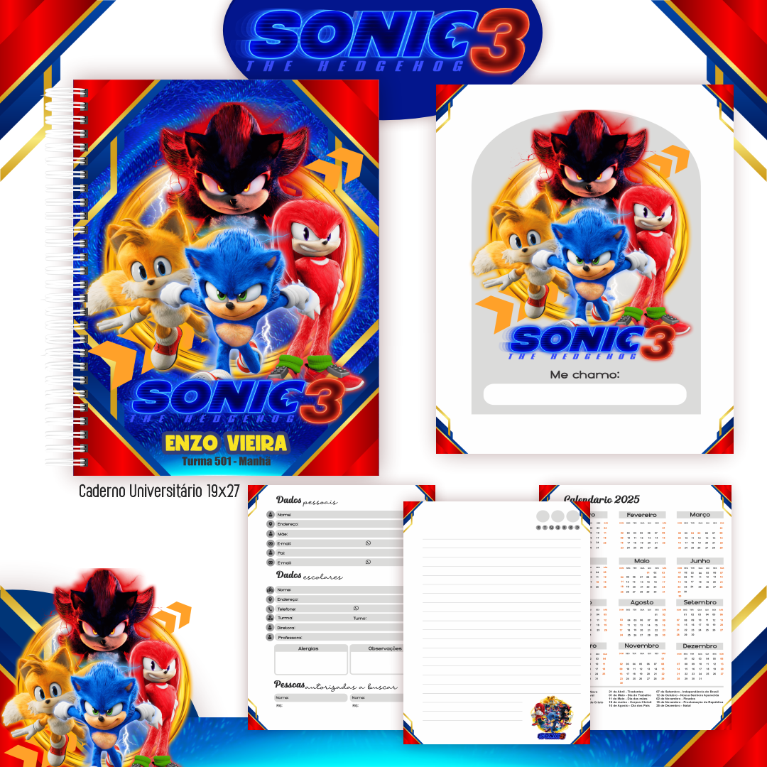 Arquivo Encadernação Escolar Sonic 7