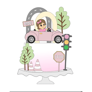 Arquivo Topo de Bolo Carro Rosa Menina