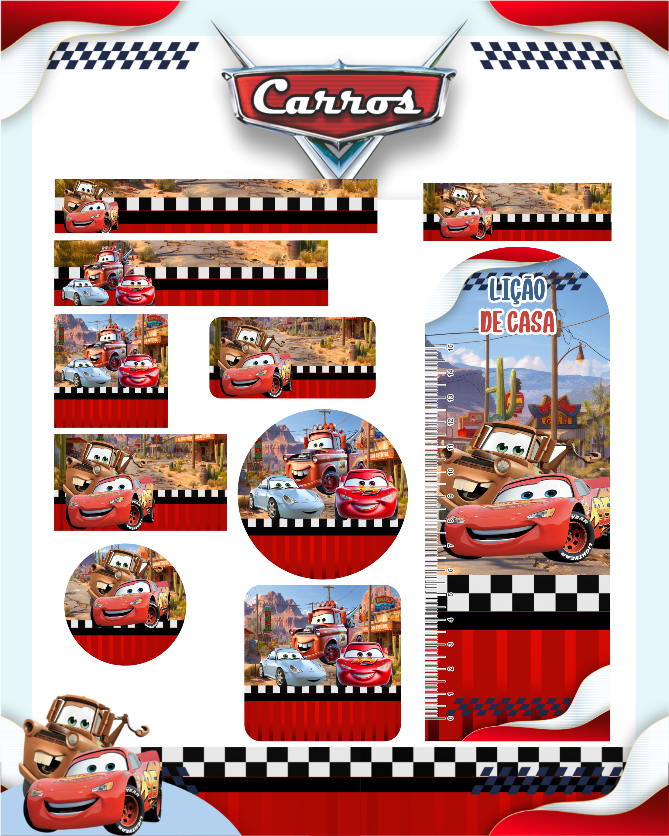 Arquivo Etiqueta Escolar Carros Relâmpago Mcqueen 1