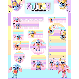 Arquivo Etiqueta Escolar Stitch Labubu