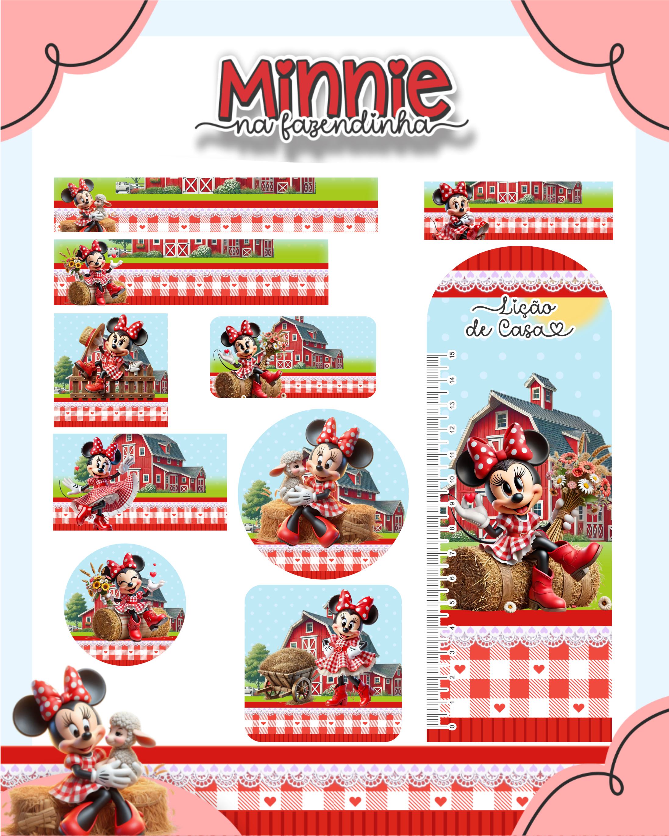 Arquivo Etiqueta Escolar Minnie na Fazendinha 1