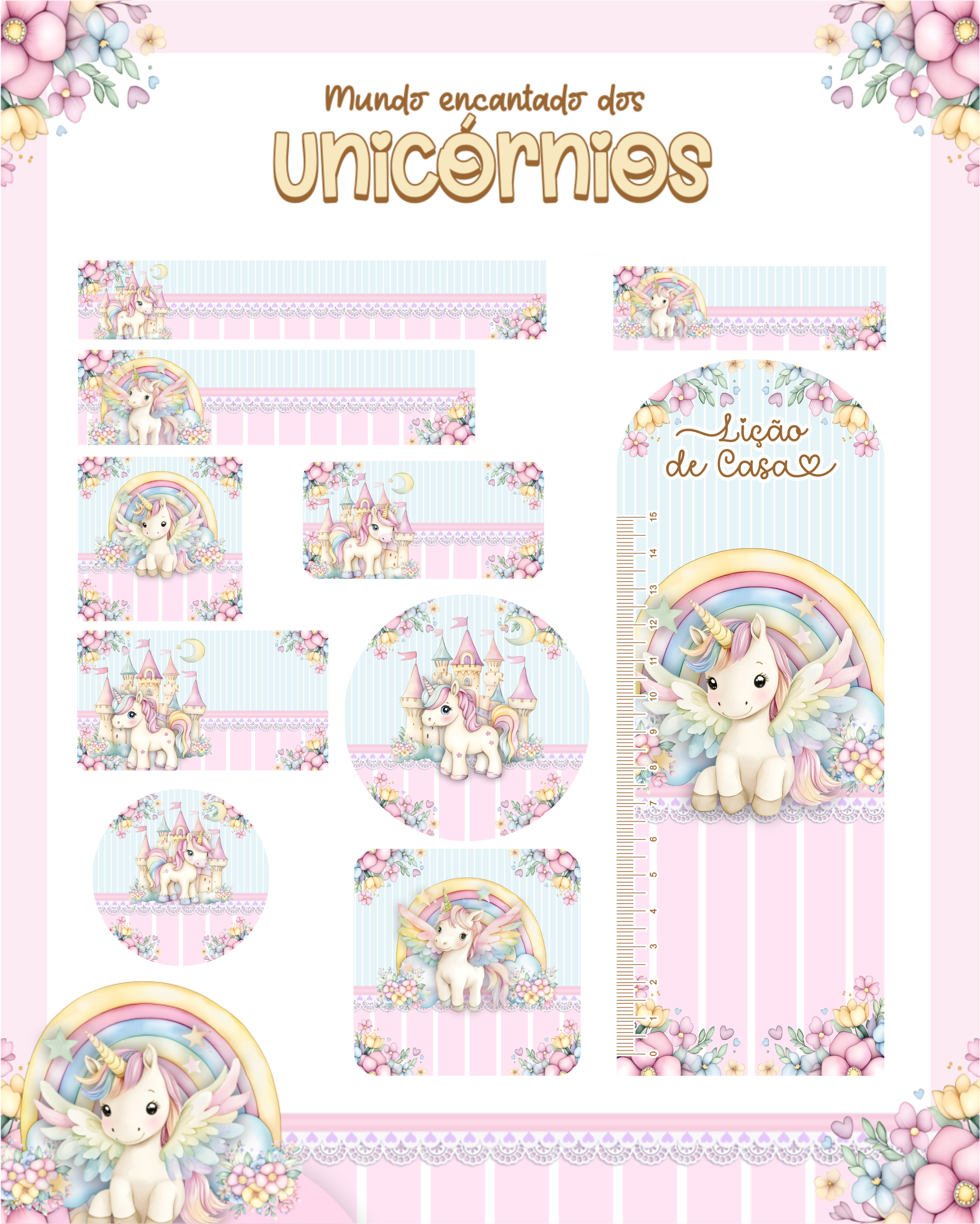 Arquivo Etiqueta Escolar Mundo Encantado dos Unicórnios 1