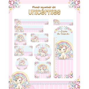 Arquivo Etiqueta Escolar Mundo Encantado dos Unicórnios
