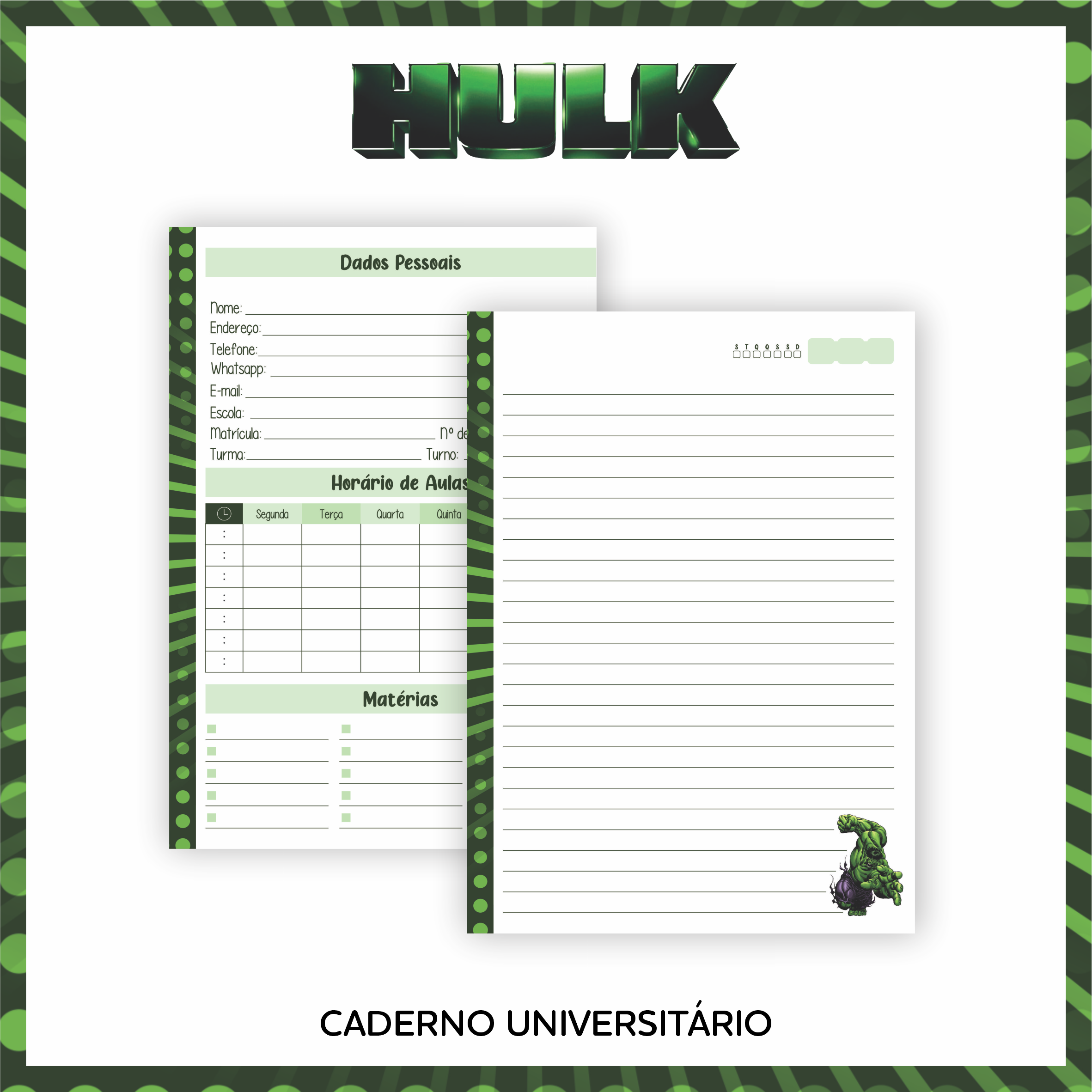 Arquivo Encadernação Escolar Hulk  2
