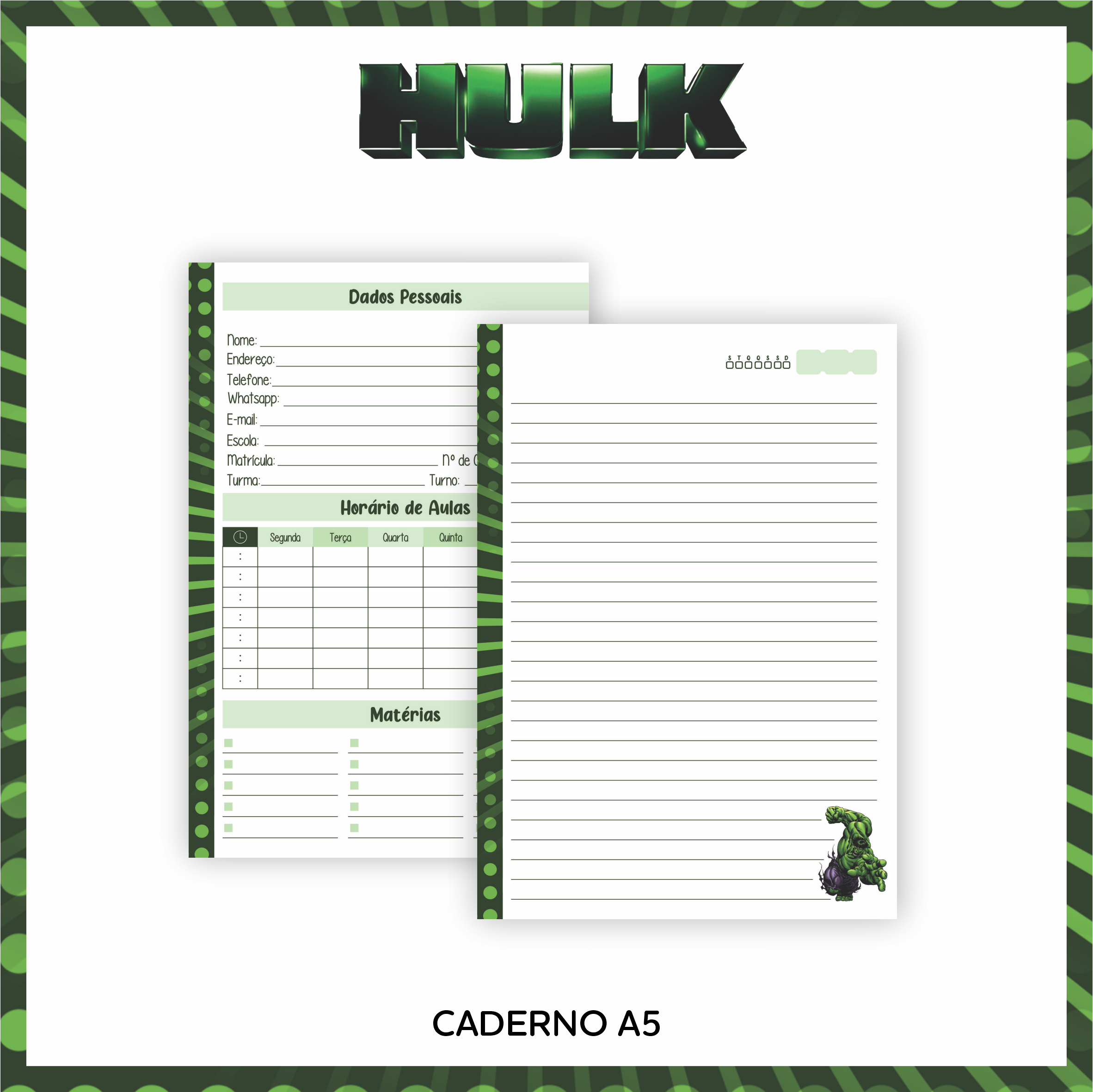 Arquivo Encadernação Escolar Hulk  6