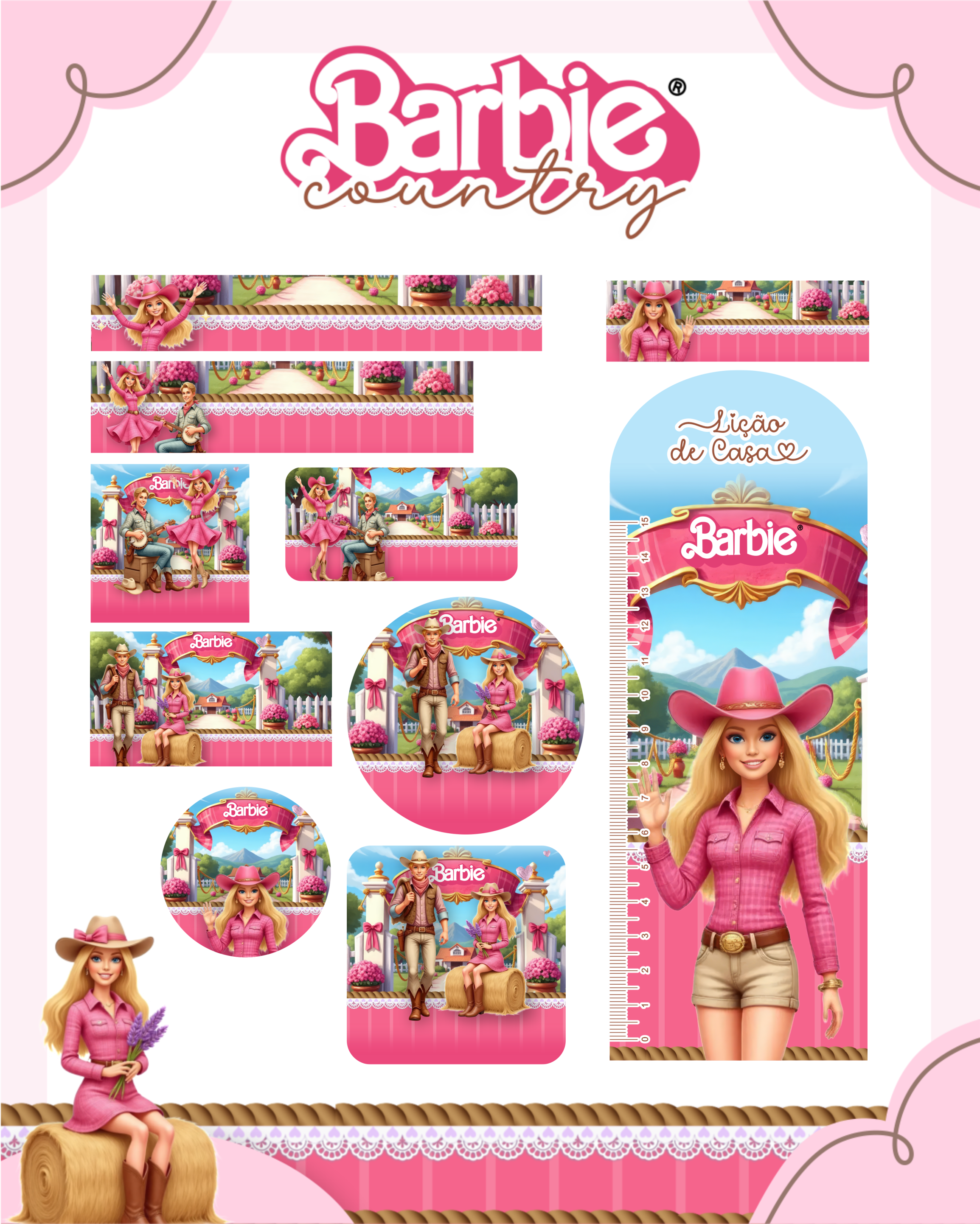 Arquivo Etiqueta Escolar Barbie Country 1