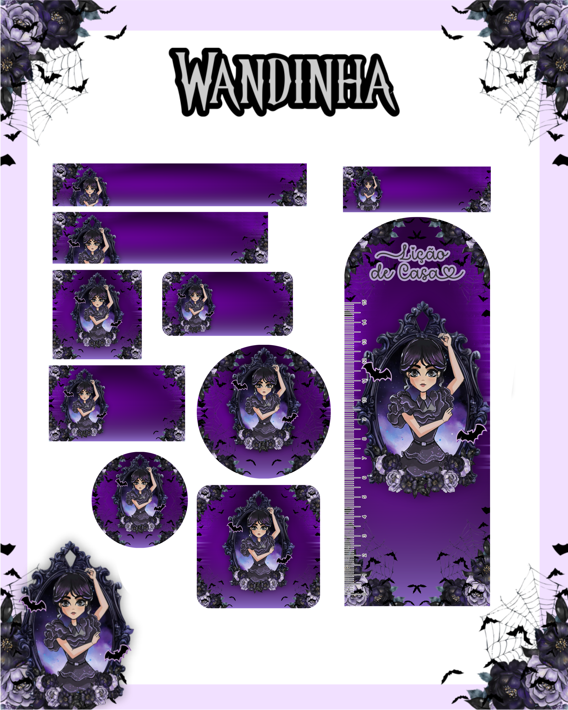 Arquivo Etiqueta Escolar Wandinha 1