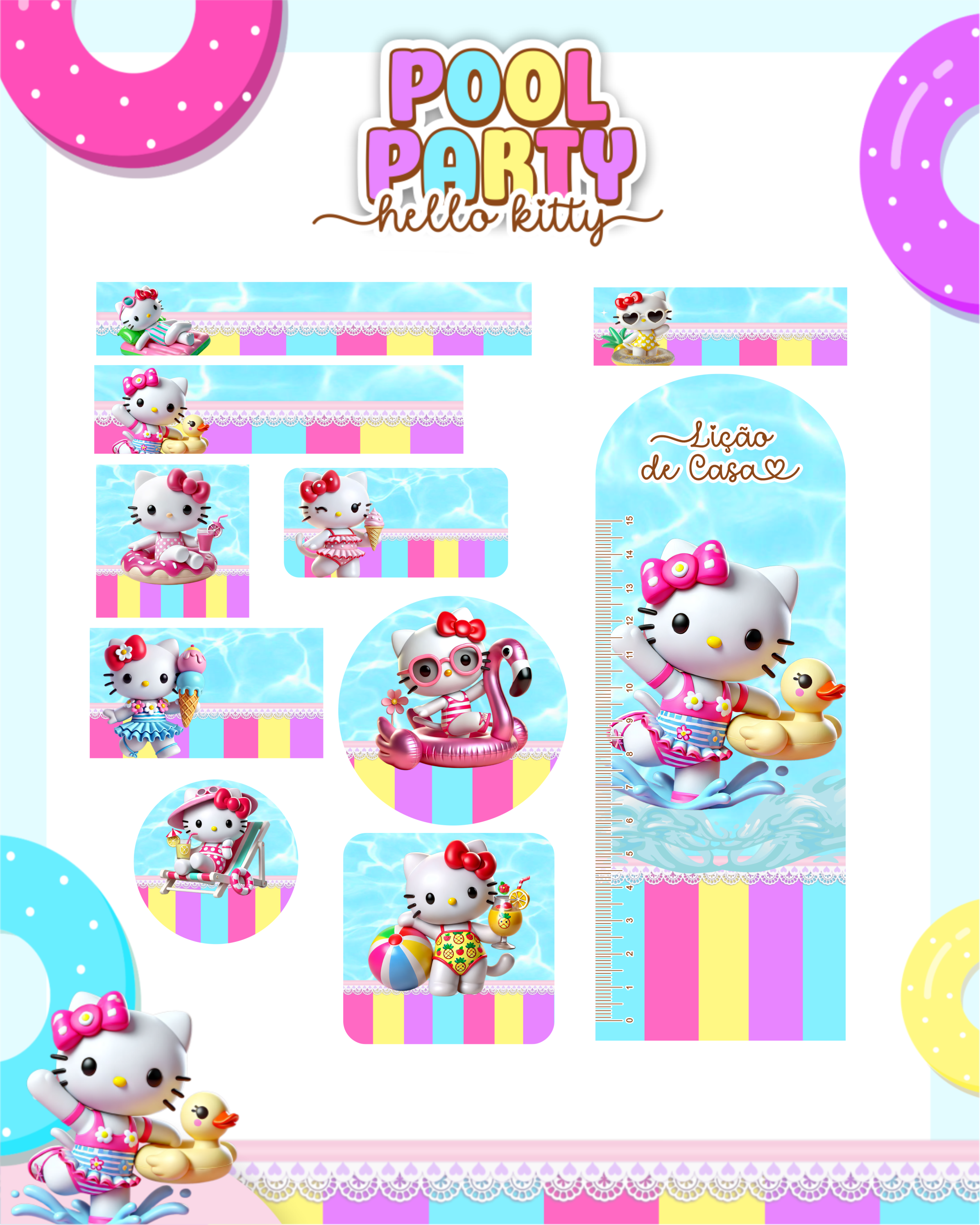 Arquivo Etiqueta Escolar Hello Kitty Pool Party 1