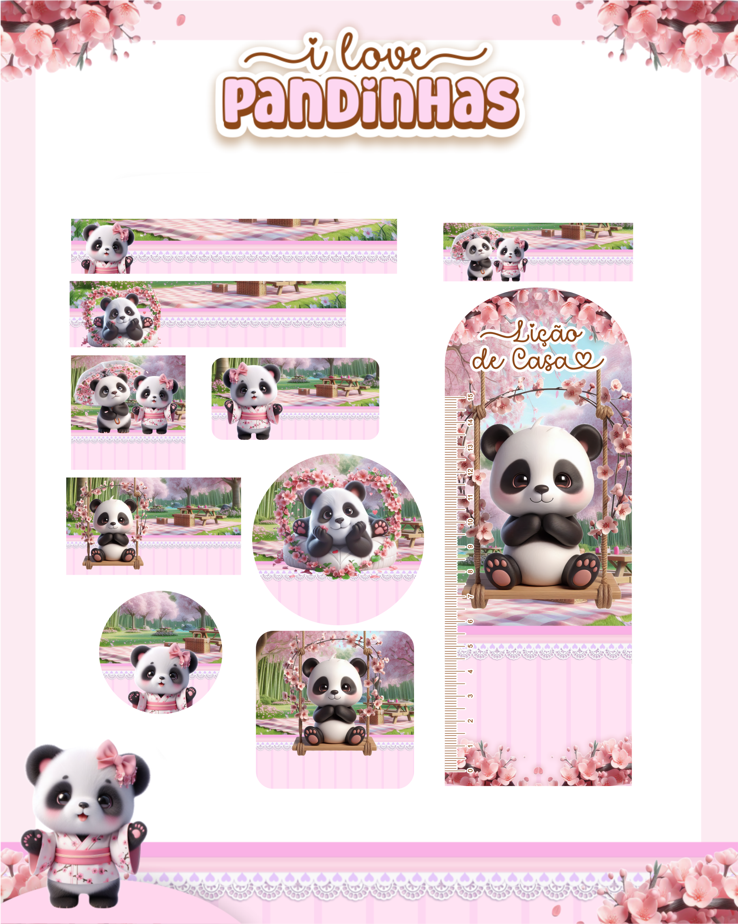 Arquivo Etiqueta Escolar I love Pandinhas 1