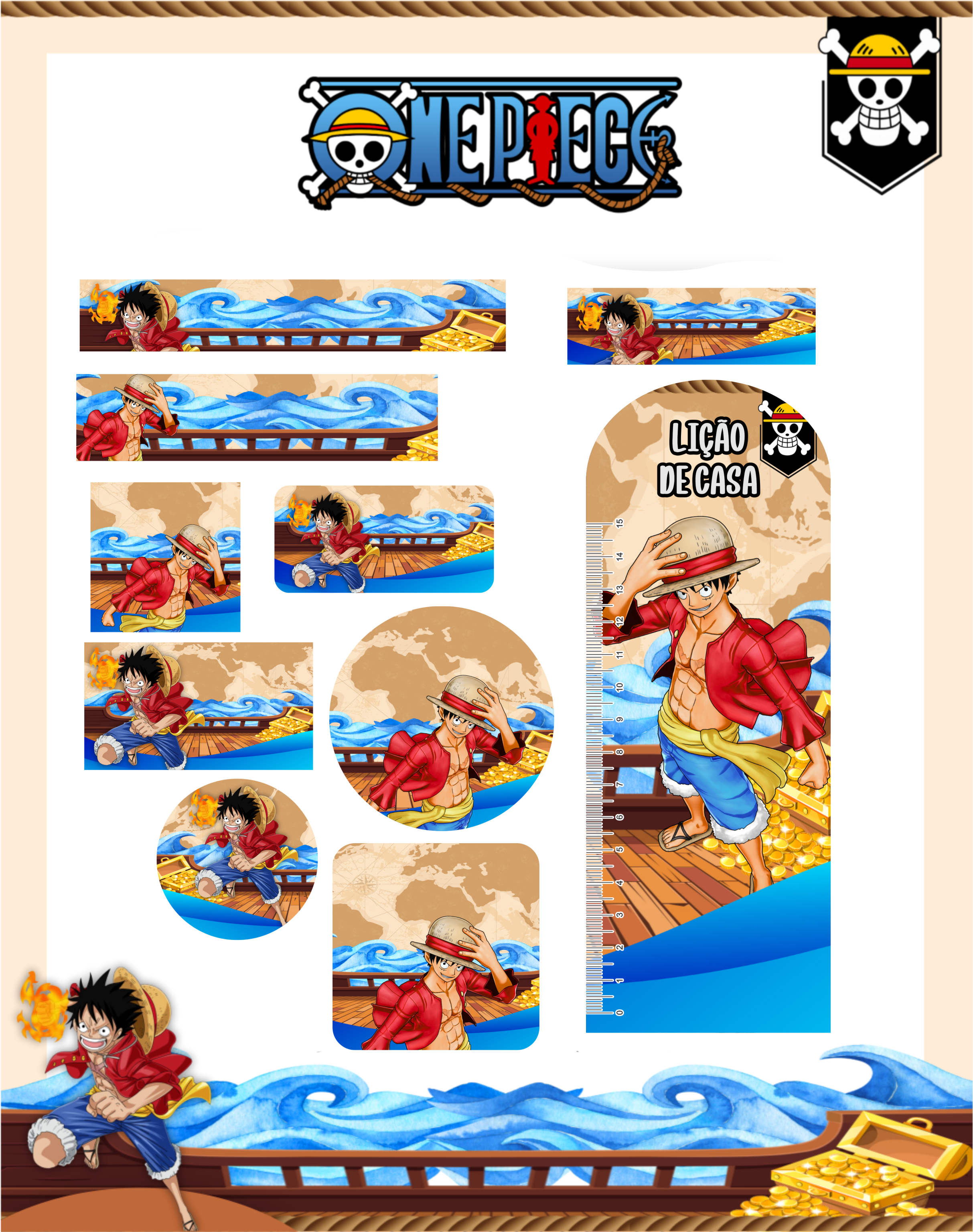 Arquivo Etiqueta Escolar One Piece 1
