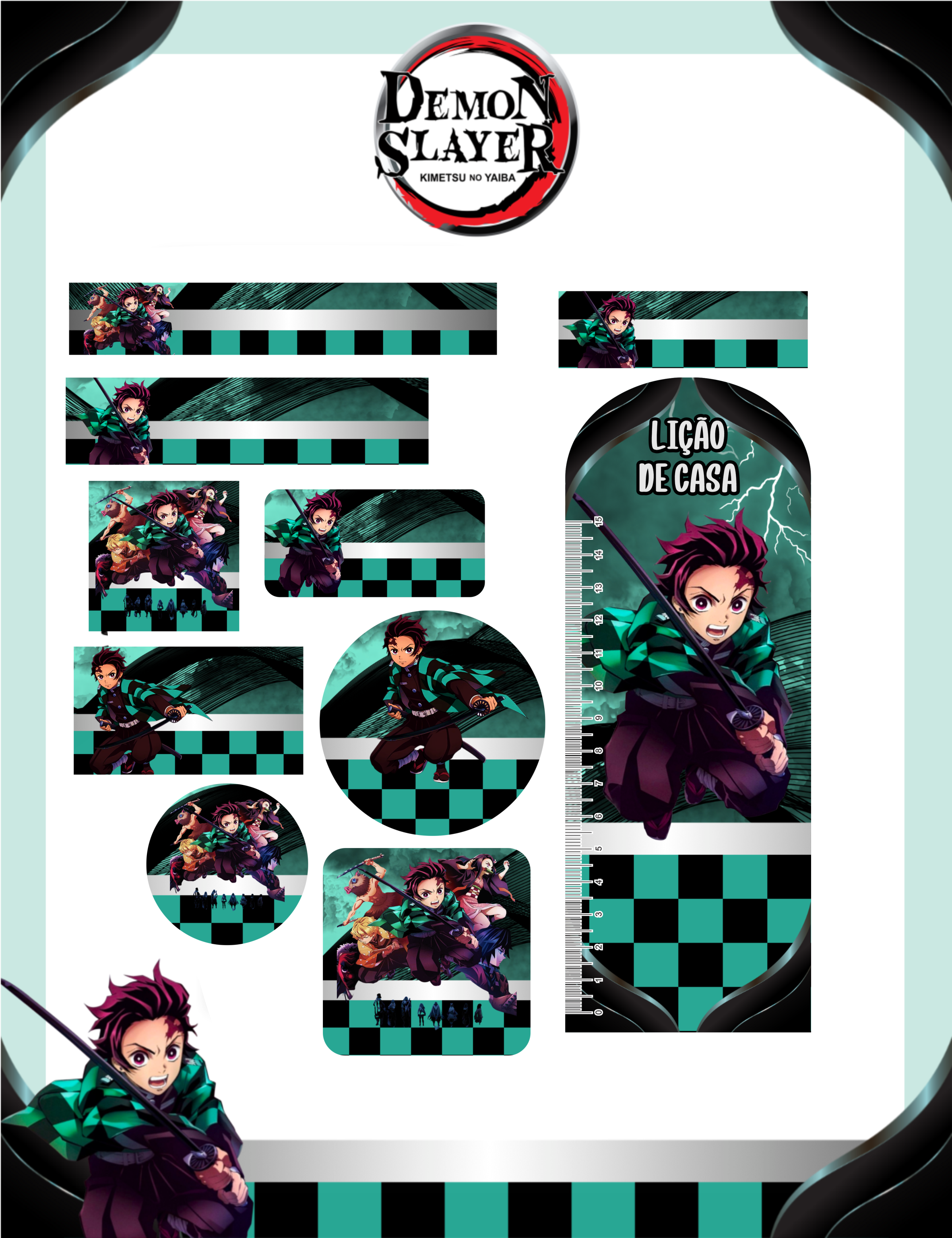 Arquivo Etiqueta Escolar Demon Slayer 1