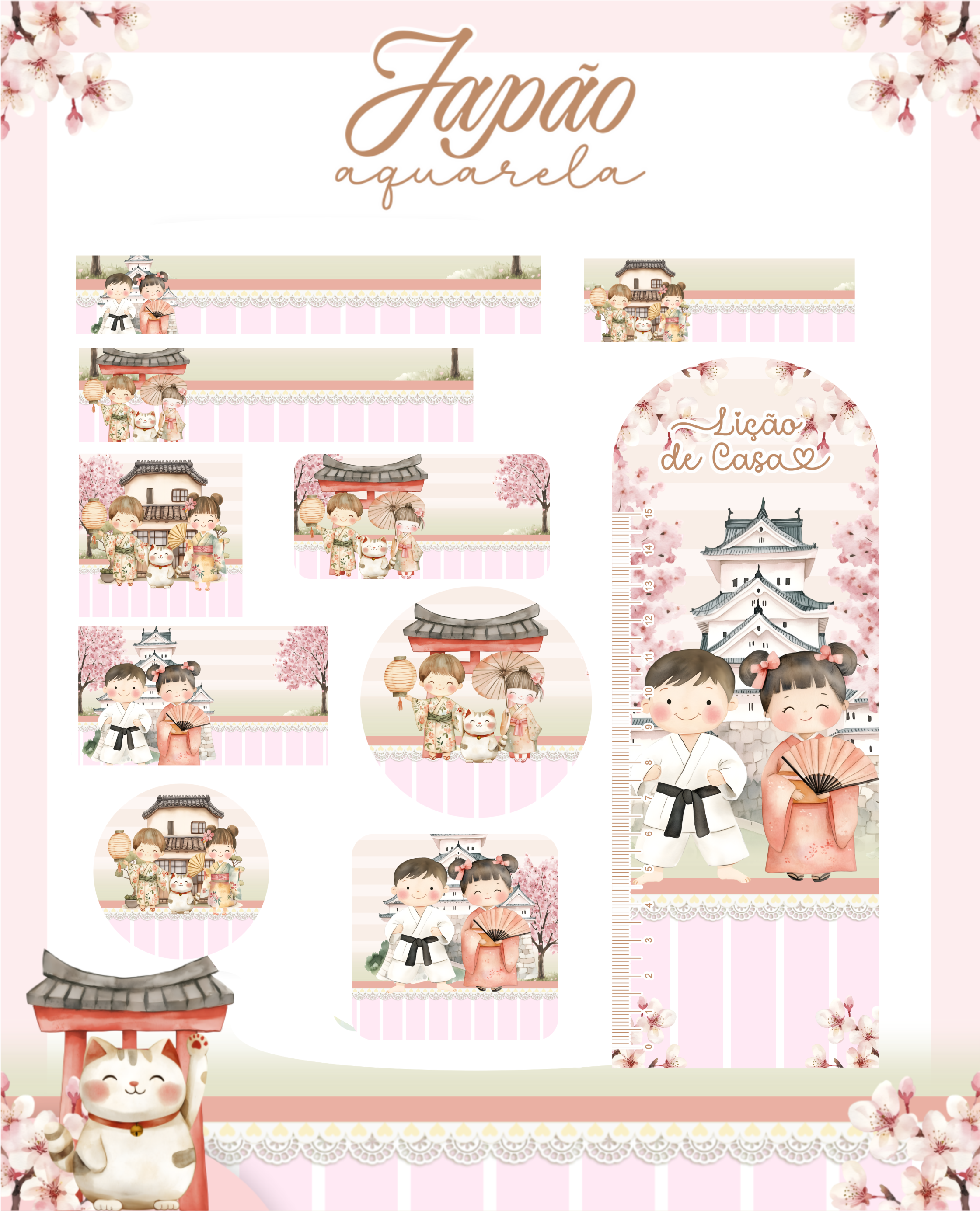 Arquivo Etiqueta Escolar Japão Aquarela  1