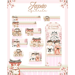 Arquivo Etiqueta Escolar Japão Aquarela 