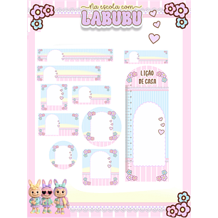 Arquivo Etiqueta Escolar Labubu na Escola