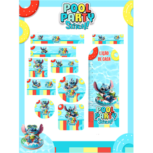 Arquivo Etiqueta Escolar Stitch Pool Party