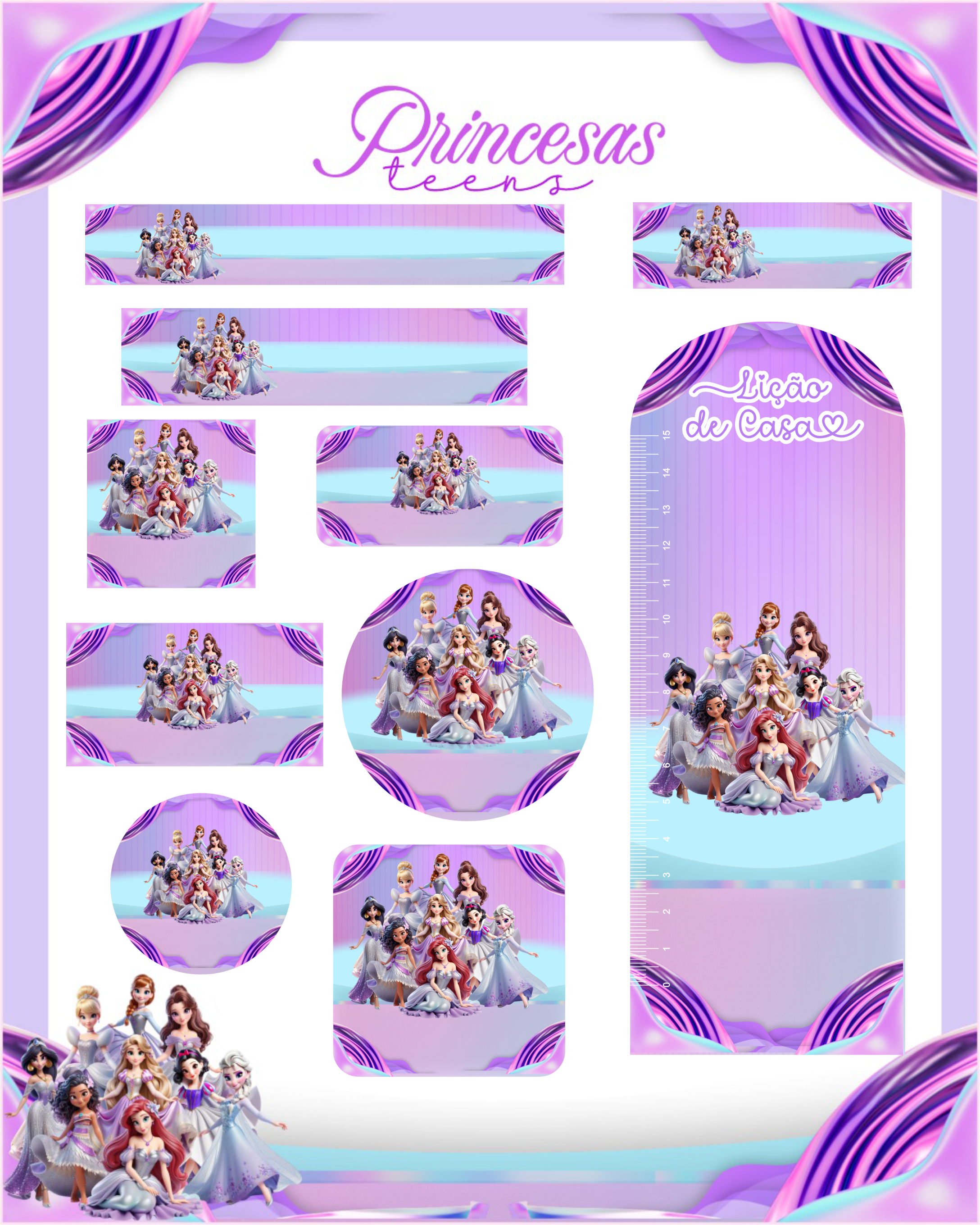 Arquivo Etiqueta Escolar Princesas Teens 1