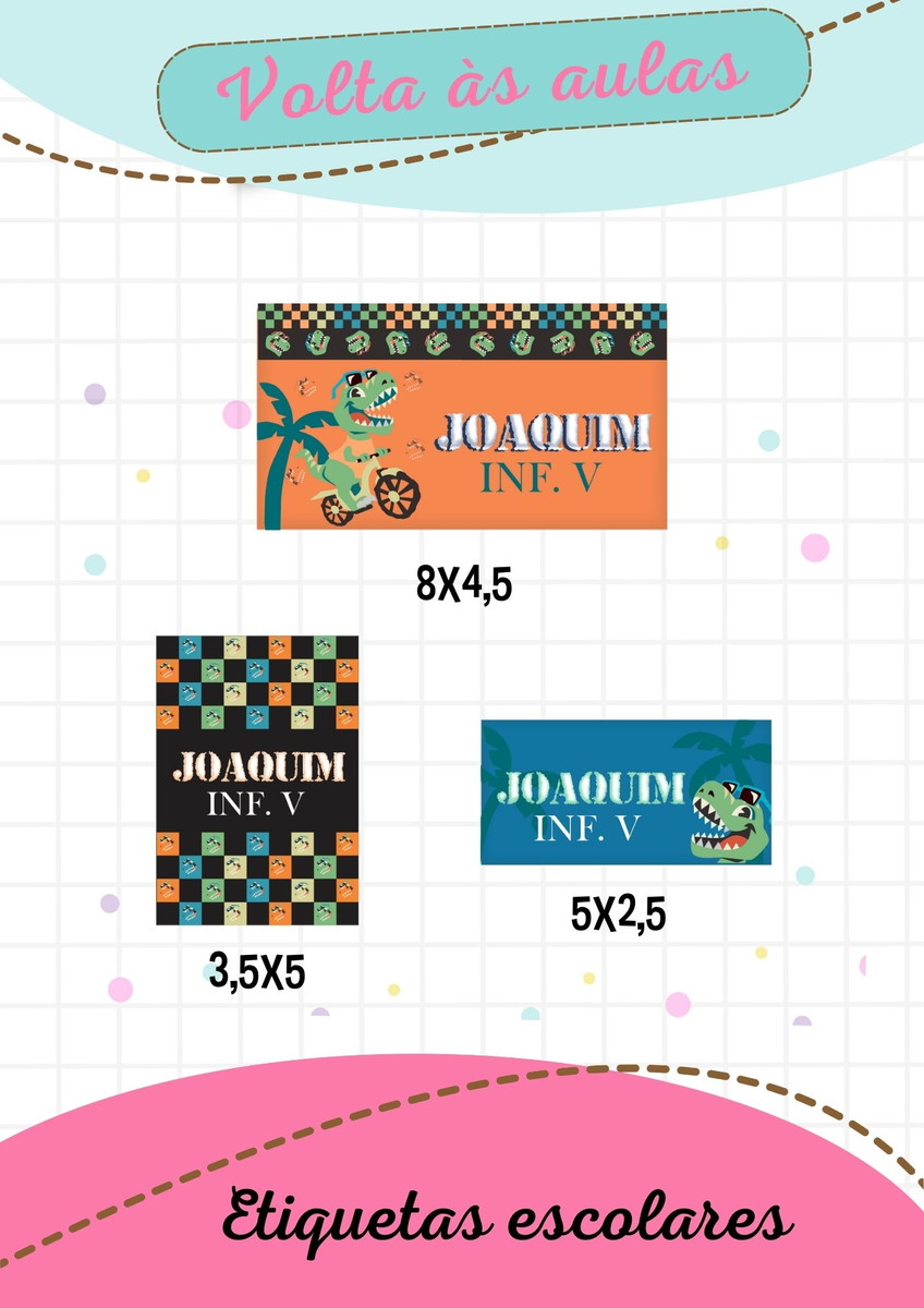 Arquivo Etiqueta Escolar Dinossauro Volta ás Aulas 1