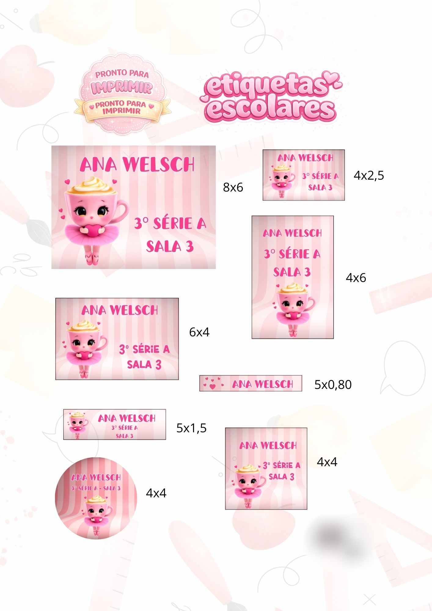 Arquivo Etiqueta Escolar Ballerina Cappucina 1