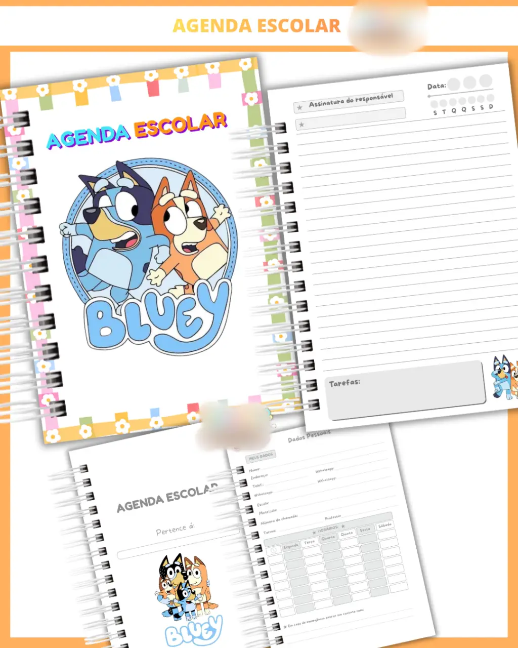 Arquivo Agenda Escolar Bluey Menina 1