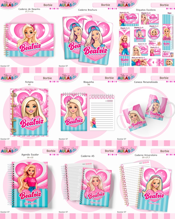 Arquivo Encadernação Escolar Barbie 1