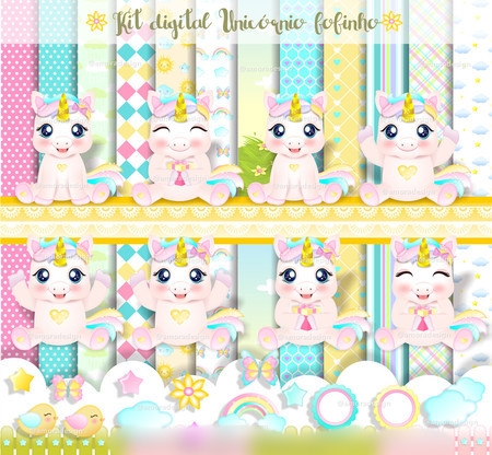 Arquivo Kit Digital Unicórnio Fofinho 1