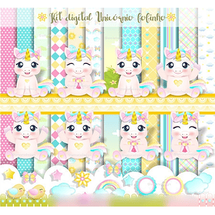 Arquivo Kit Digital Unicórnio Fofinho