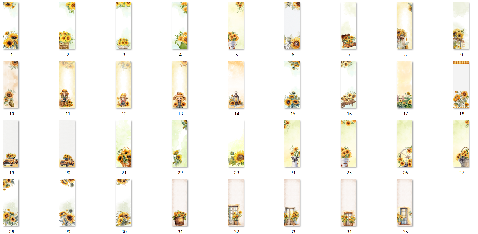 Arquivo Kit Digital Marca páginas Girassol 3