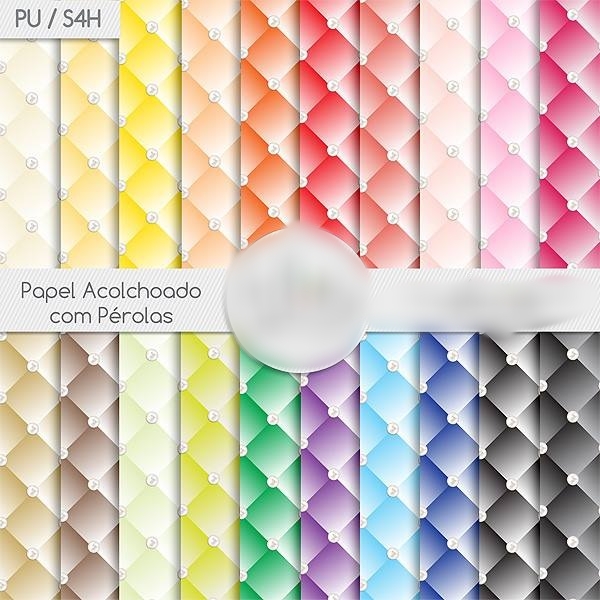 Arquivo Kit Digital Papel Acolchoado com Pérolas 1