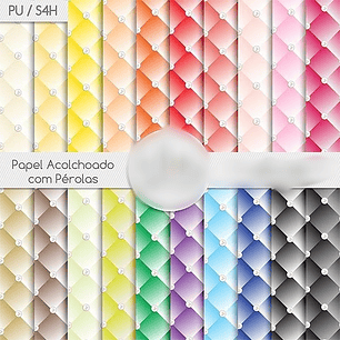Arquivo Kit Digital Papel Acolchoado com Pérolas