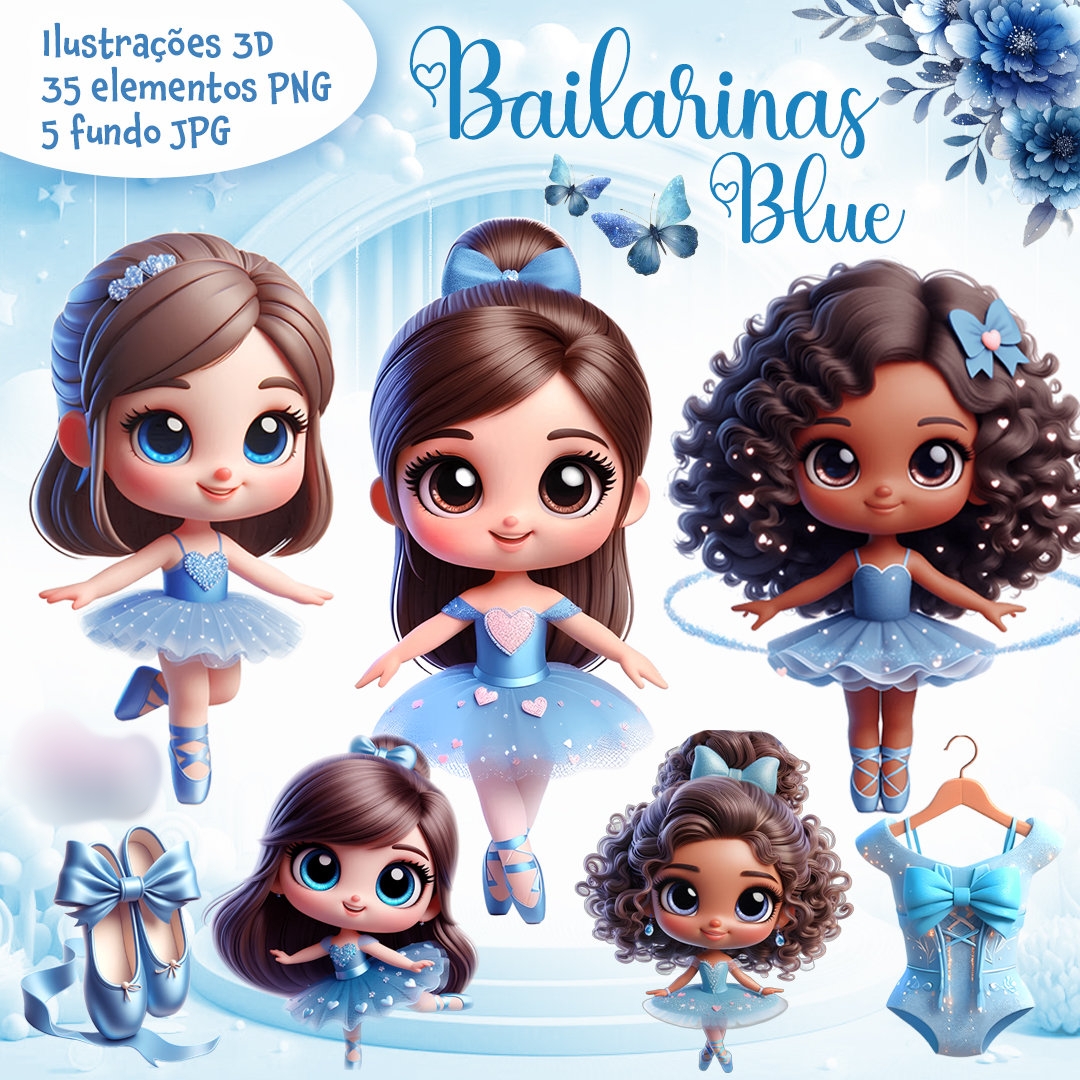 Arquivo Kit Digital Bailarinas Blue 1