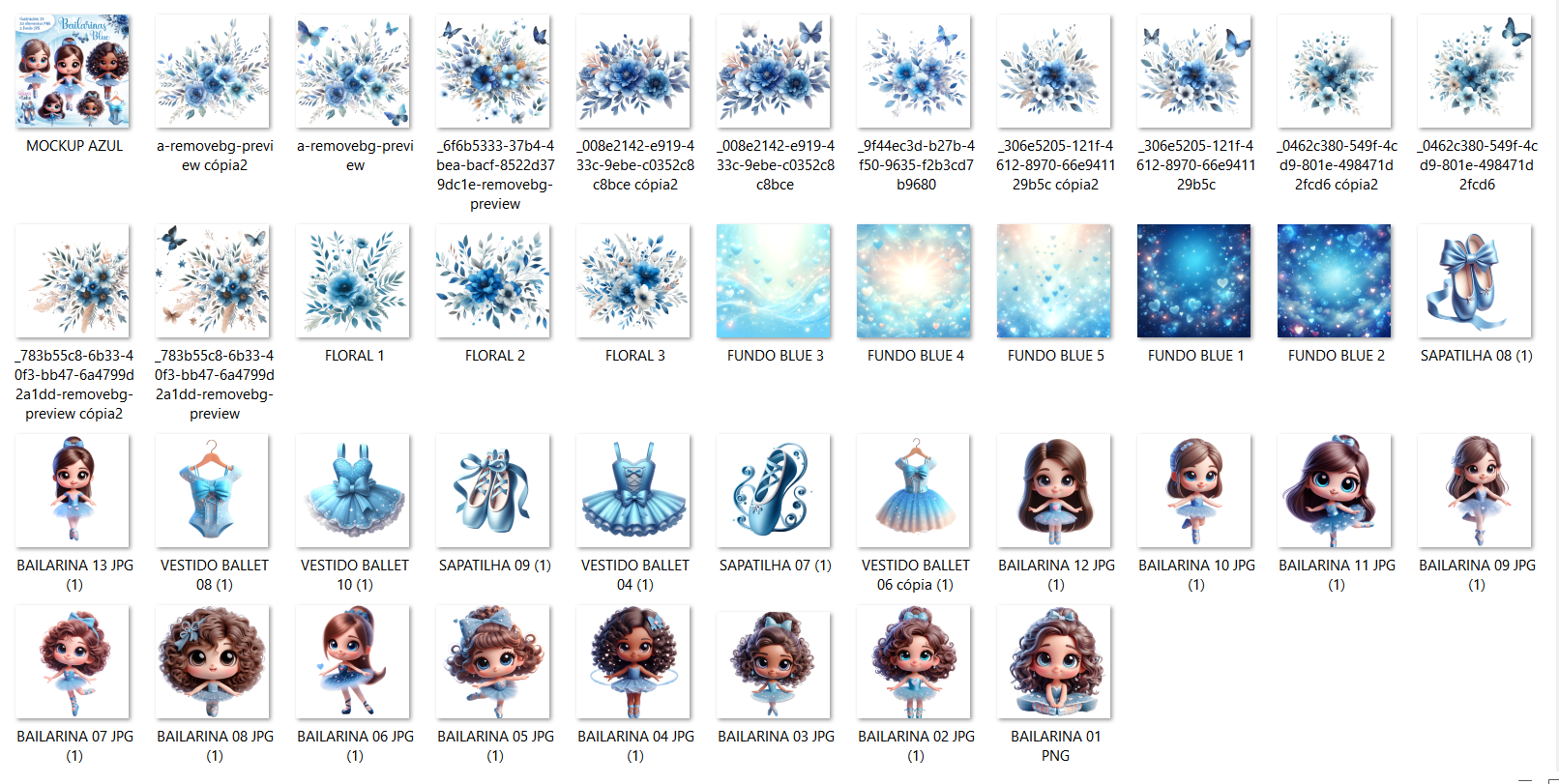 Arquivo Kit Digital Bailarinas Blue 2