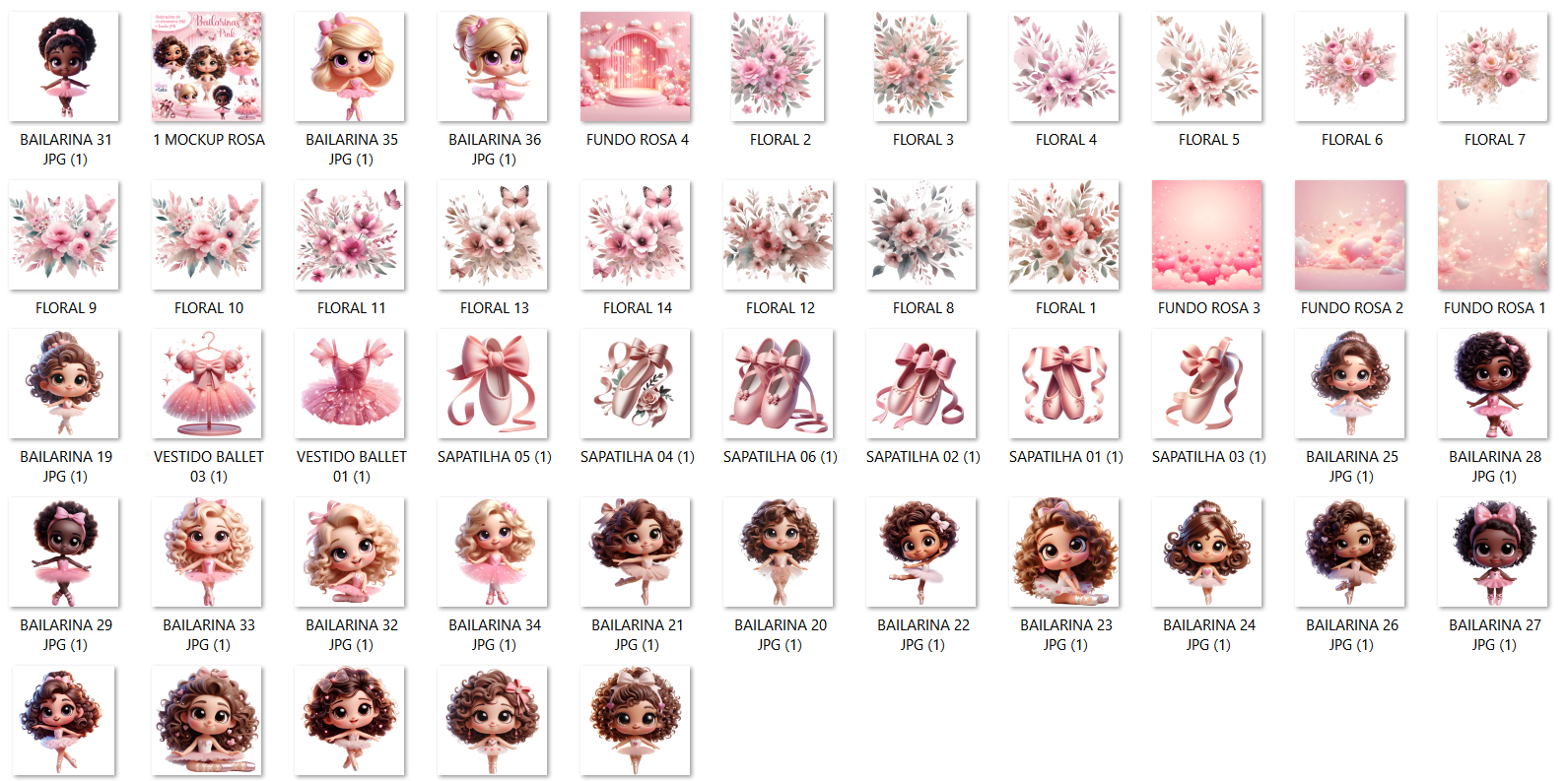 Arquivo Kit Digital Bailarinas Pink 2
