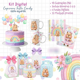 Arquivo Kit Digital Capivara Festa Candy