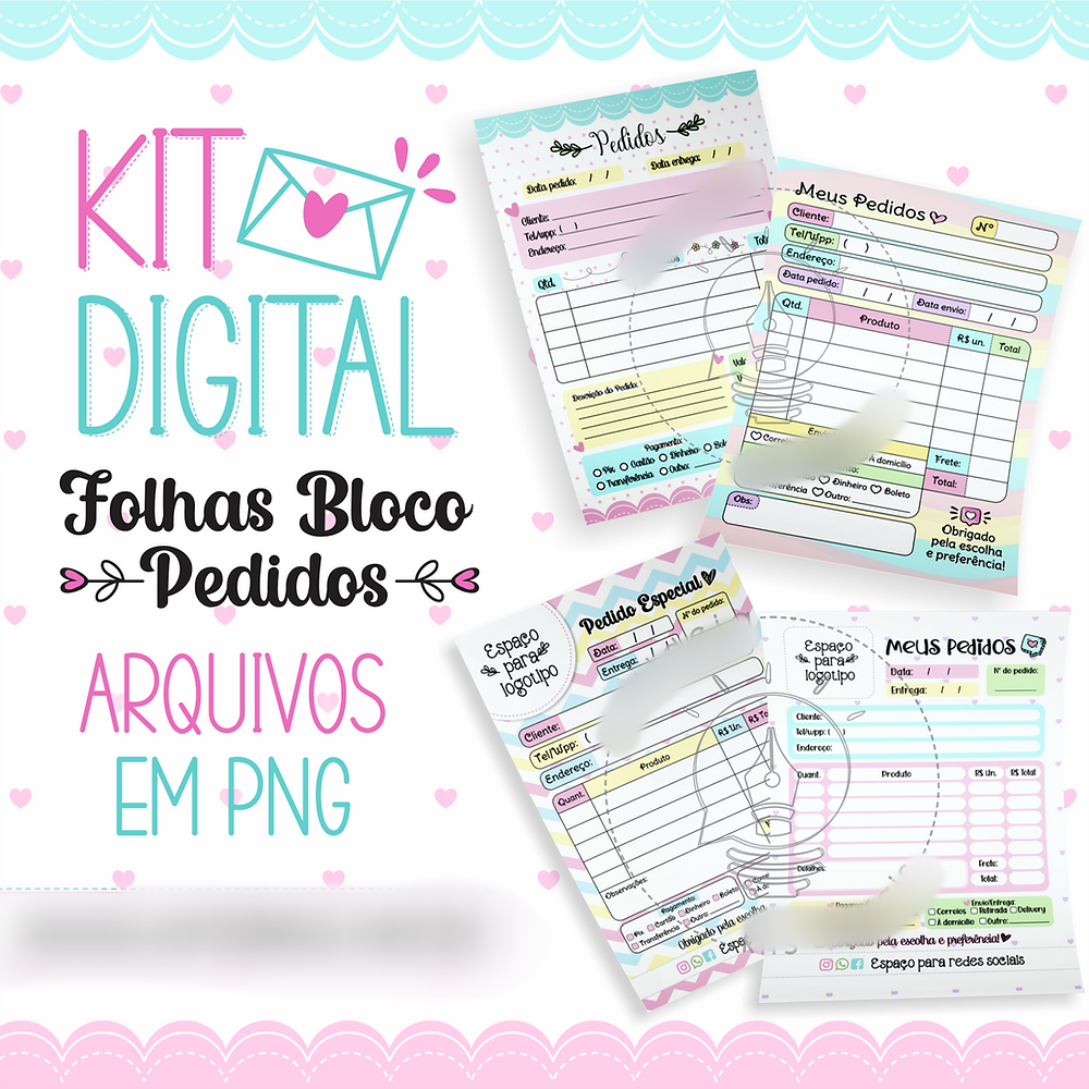 Arquivo Kit Digital Folhas Blocos de Pedido 1