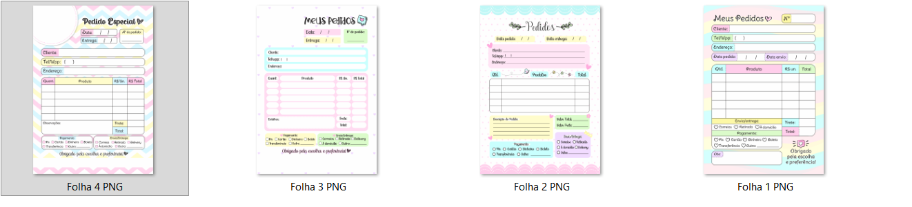 Arquivo Kit Digital Folhas Blocos de Pedido 2