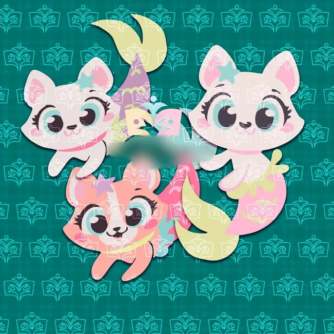 Arquivo Kit Digital Gatinha Sereia Puket  1