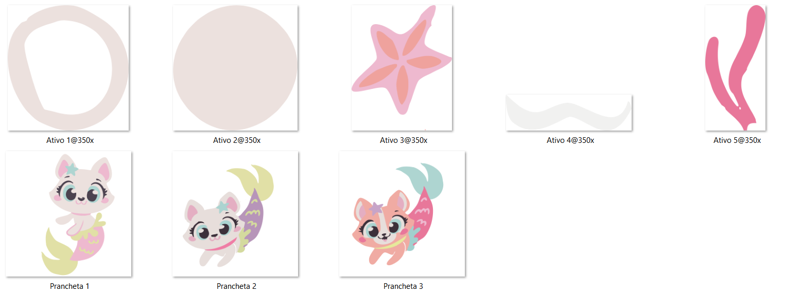 Arquivo Kit Digital Gatinha Sereia Puket  2