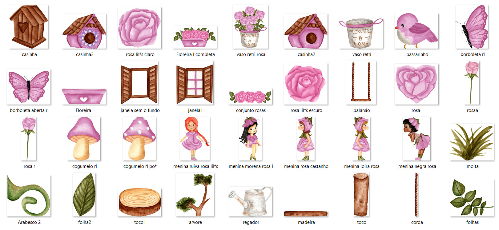 Arquivo Kit Digital Jardim Mágico Rosa Lilás 3