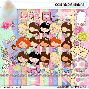 Arquivo Kit Digital Com Amor Mamãe