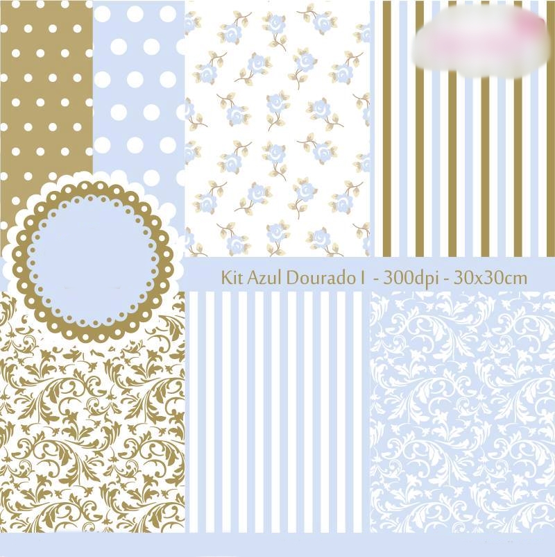 Arquivo Kit Digital Azul Dourado  1