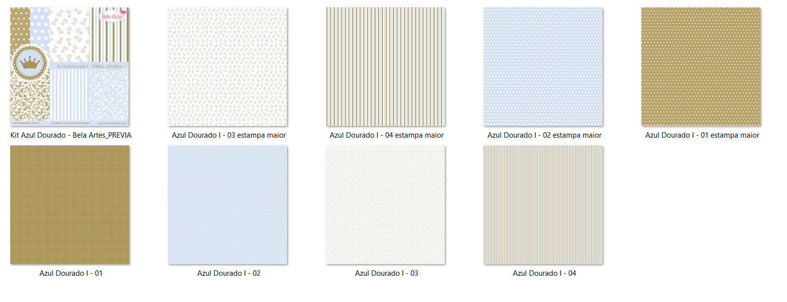 Arquivo Kit Digital Azul Dourado  2